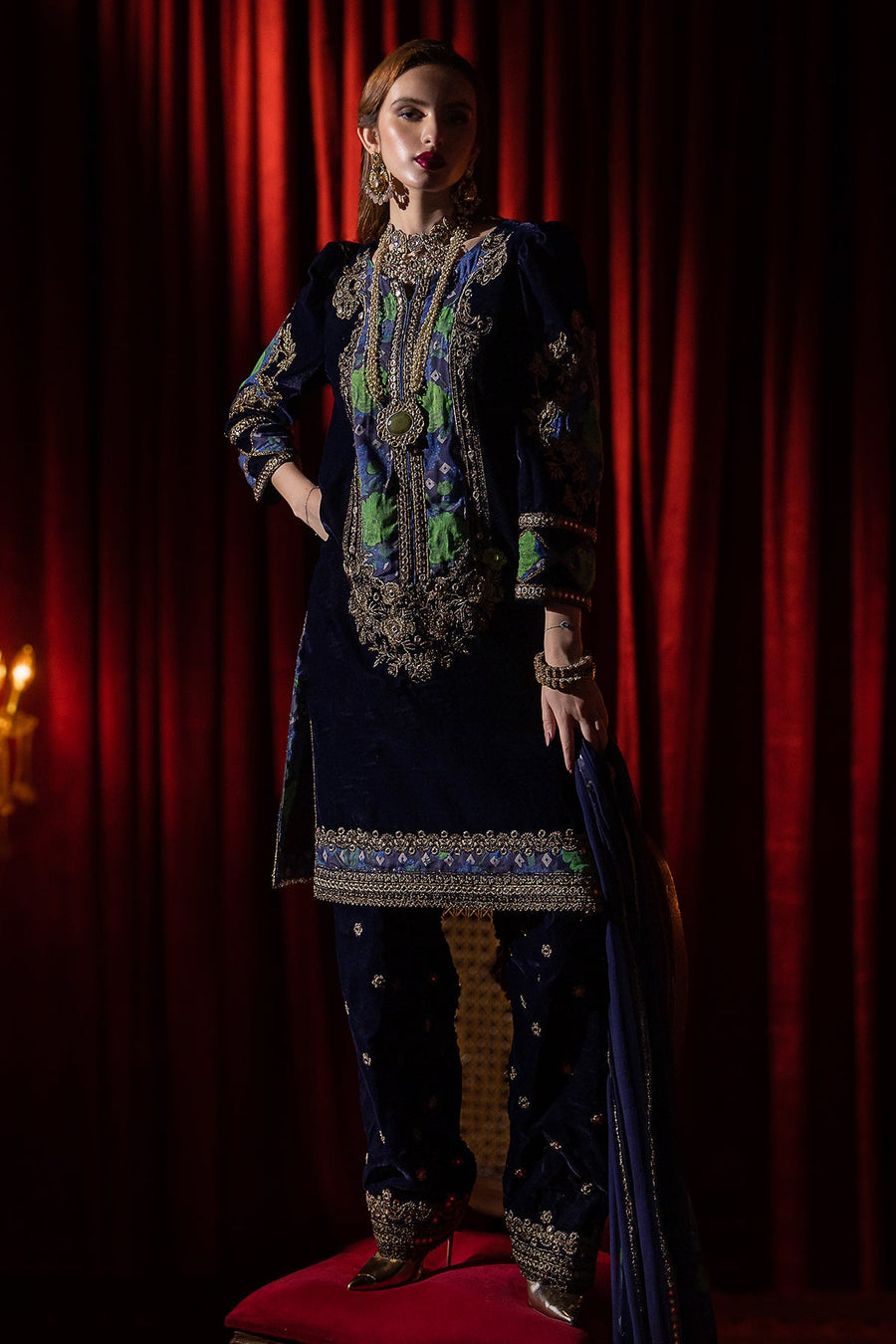 Charizma Signora Premium Embroidered Velvet Unstitched 3Pc Suit CVT4-09