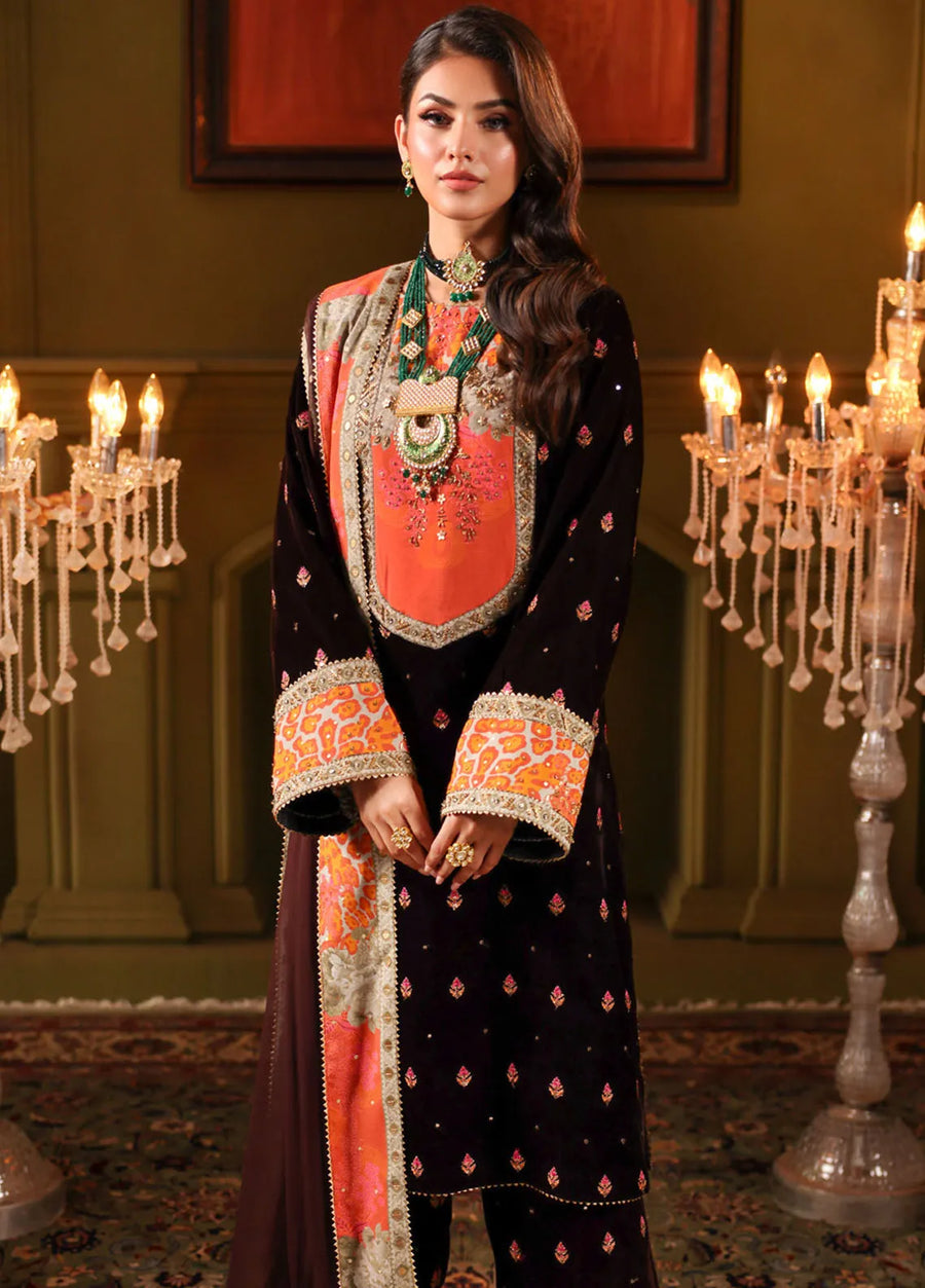 Charizma Signora Premium Embroidered Velvet Unstitched 3Pc Suit CVT4-11