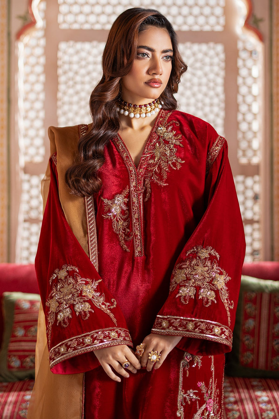 Charizma Signora Premium Embroidered Velvet Unstitched 3Pc Suit CVT4-17