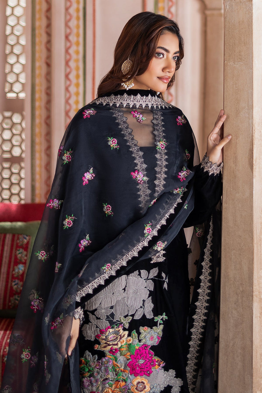 Charizma Signora Premium Embroidered Velvet Unstitched 3Pc Suit CVT4-18