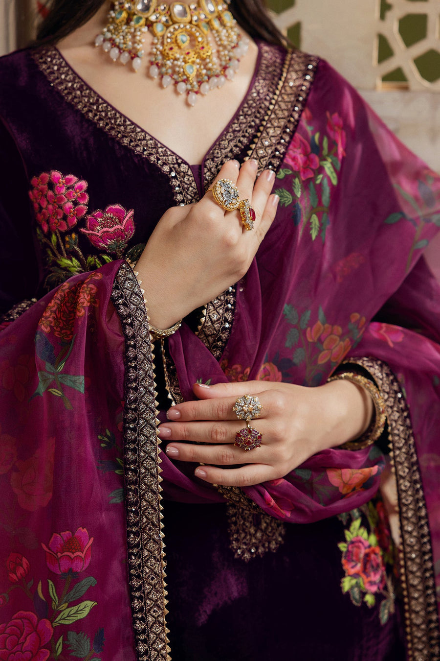 Charizma Signora Premium Embroidered Velvet Unstitched 3Pc Suit CVT4-19