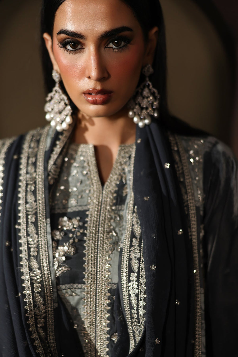Charizma Signora Premium Embroidered Velvet Unstitched 3Pc Suit CVT5-03