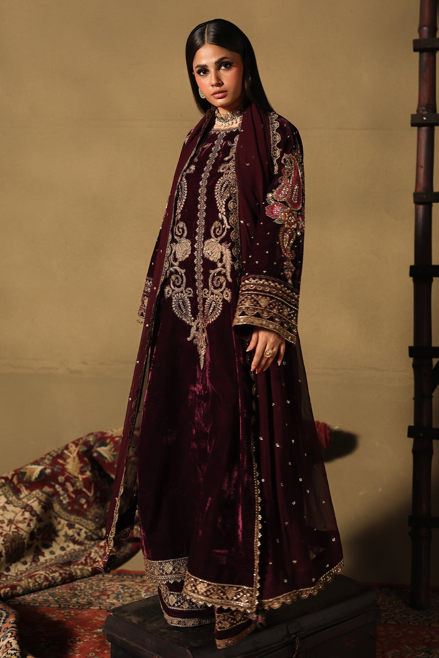 Charizma Signora Premium Embroidered Velvet Unstitched 3Pc Suit CVT5-06