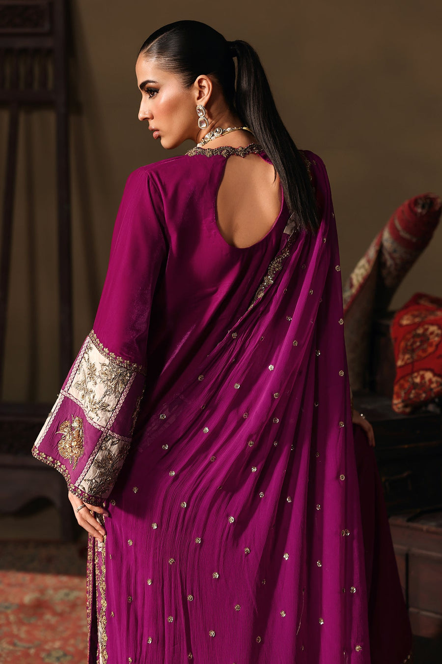 Charizma Signora Premium Embroidered Velvet Unstitched 3Pc Suit CVT5-08