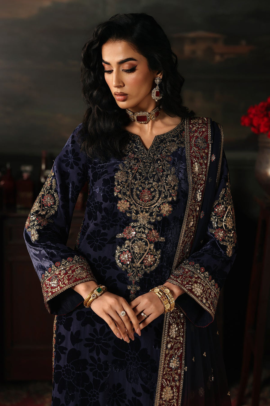 Charizma Signora Vol-02 Embroidered Velvet Unstitched 3Pc Suit CVT5-11