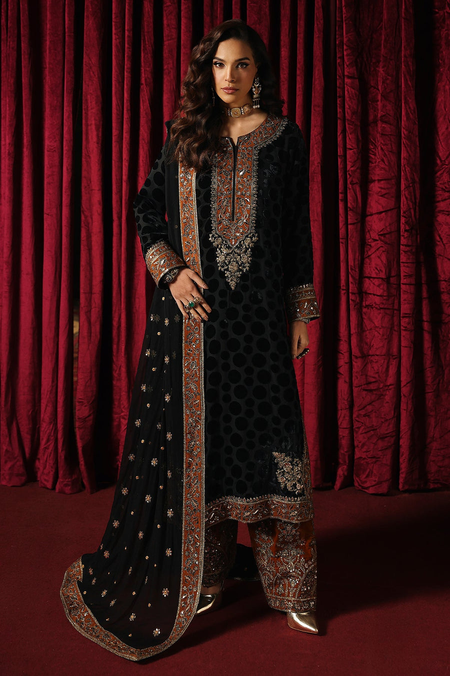 Charizma Signora Vol-02 Embroidered Velvet Unstitched 3Pc Suit CVT5-14