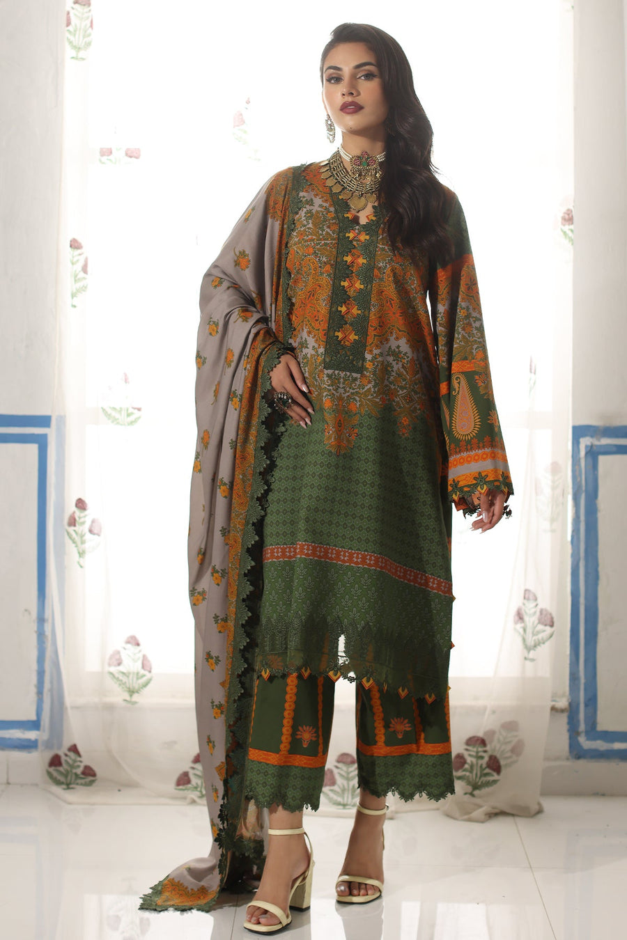 Virsa by Charizma Embroidered Linen Unstitched 3Pc Suit CVW4-08
