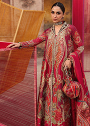 Crimson Embroidered Silk Unstitched 3Pc Suit D-01 DAMINI