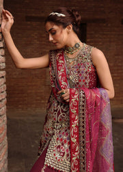 Crimson Embroidered Organza Unstitched 3Pc Suit D-02 NAZO