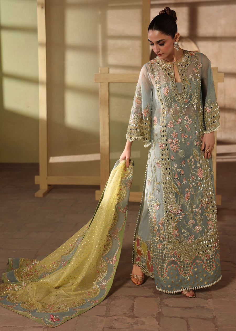 Crimson Embroidered Organza Unstitched 3Pc Suit D-06 JHALAK