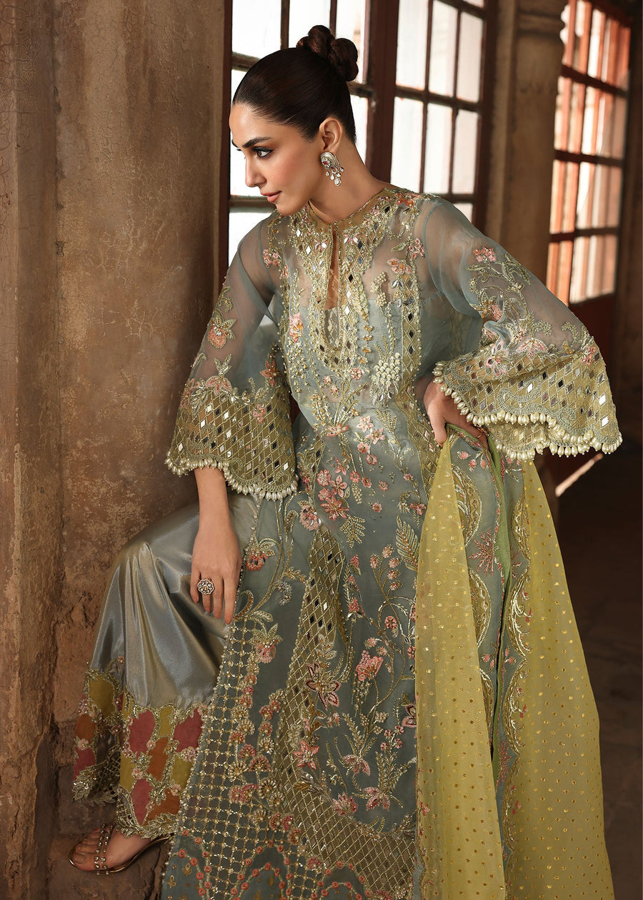 Crimson Embroidered Organza Unstitched 3Pc Suit D-06 JHALAK
