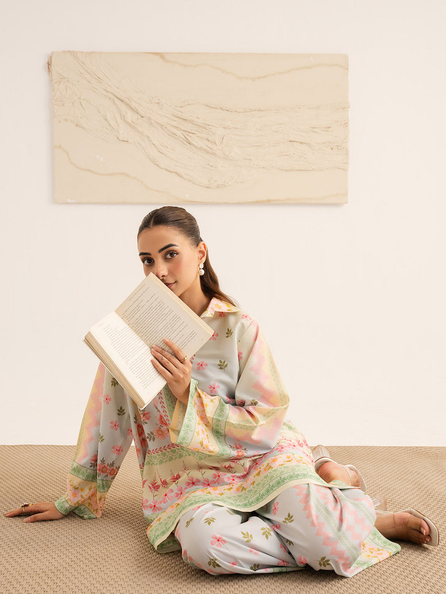 Faiza Faisal Reve Festive Pret Printed Grip Silk 2Pc Suit - CYENNA