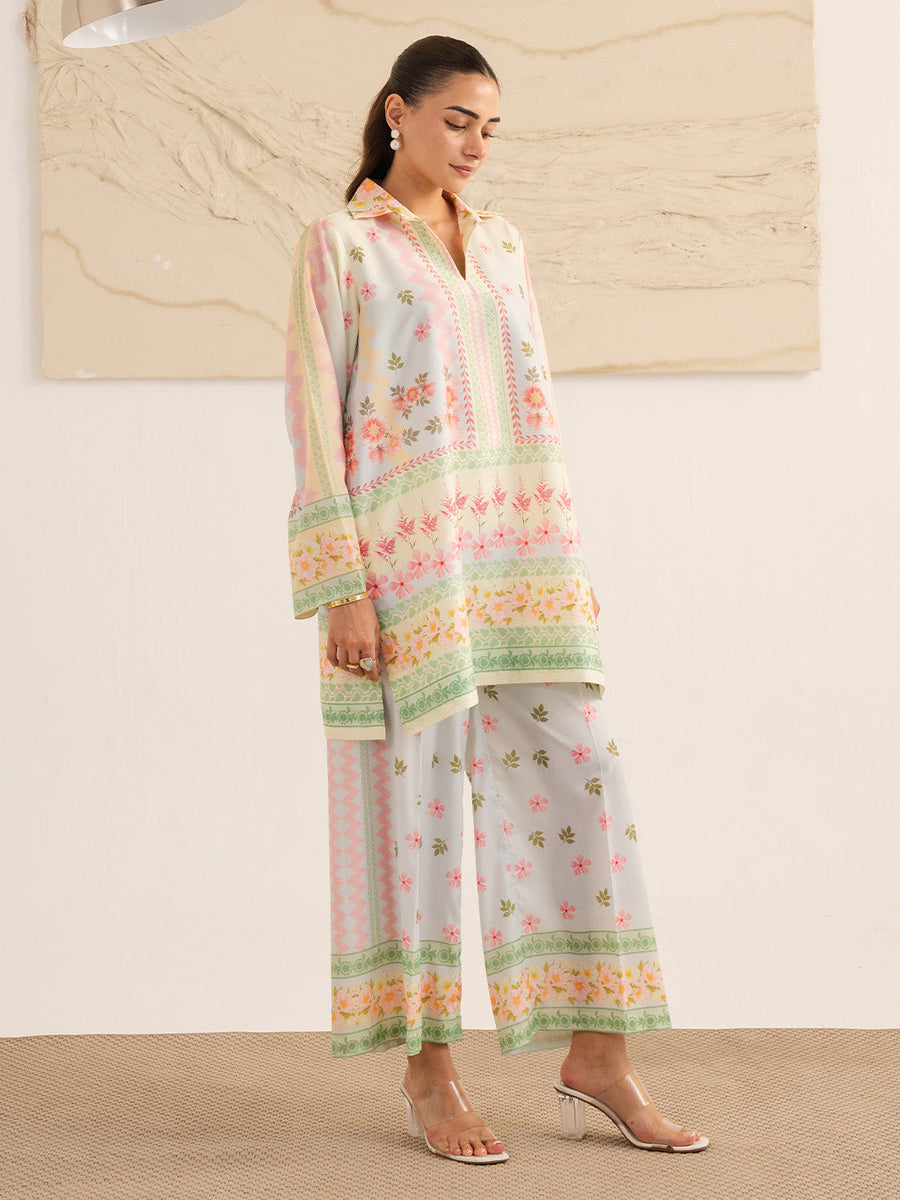 Faiza Faisal Reve Festive Pret Printed Grip Silk 2Pc Suit - CYENNA
