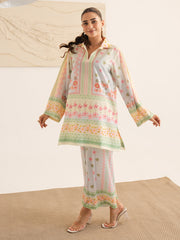 Faiza Faisal Reve Festive Pret Printed Grip Silk 2Pc Suit - CYENNA