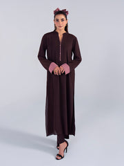 Hemstitch Georgette Affair Embroidered Georgette Stitched 2Pc Suit - Cacao