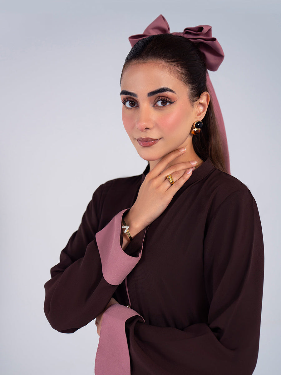 Hemstitch Georgette Affair Embroidered Georgette Stitched 2Pc Suit - Cacao