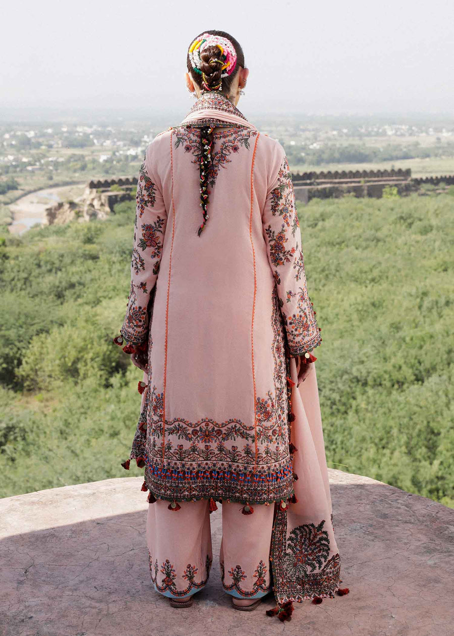 Hussain Rehar Embroidered Karandi Unstitched 3Pc Suit - Calla lily
