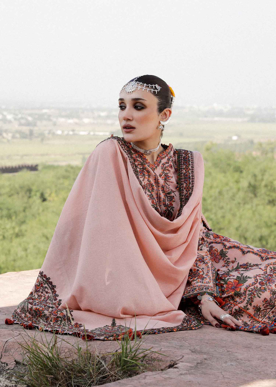 Hussain Rehar Embroidered Karandi Unstitched 3Pc Suit - Calla lily