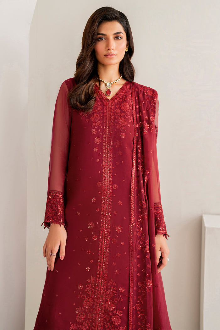 Farasha Luxury Formal Embroidered Chiffon Unstitched 3Pc Suit - Cameo