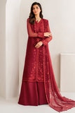 Farasha Luxury Formal Embroidered Chiffon Unstitched 3Pc Suit - Cameo
