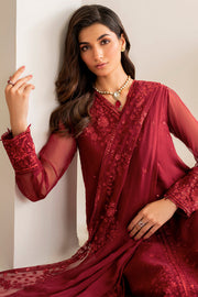 Farasha Luxury Formal Embroidered Chiffon Unstitched 3Pc Suit - Cameo