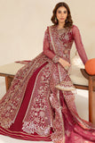 Farasha LU ZELLA Embroidered Net Unstitched 3Pc Suit D-06 CARMINE ALLURE