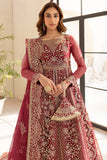 Farasha LU ZELLA Embroidered Net Unstitched 3Pc Suit D-06 CARMINE ALLURE