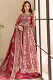 Farasha LU ZELLA Embroidered Net Unstitched 3Pc Suit D-06 CARMINE ALLURE