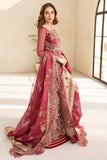 Farasha LU ZELLA Embroidered Net Unstitched 3Pc Suit D-06 CARMINE ALLURE