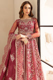 Farasha LU ZELLA Embroidered Net Unstitched 3Pc Suit D-06 CARMINE ALLURE