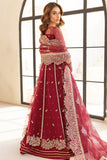 Farasha LU ZELLA Embroidered Net Unstitched 3Pc Suit D-06 CARMINE ALLURE