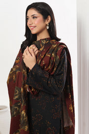 Feathers Digital Printed Dhanak Unstitched 3Pc Suit Carmine Camellia-FT786