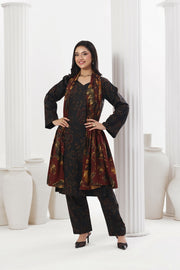 Feathers Digital Printed Dhanak Unstitched 3Pc Suit Carmine Camellia-FT786