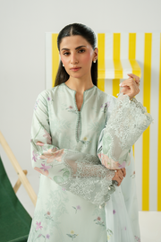 Zarposh Sundaze Embroidered Luxury Lawn Unstitched 3Pc Suit - CASPIA