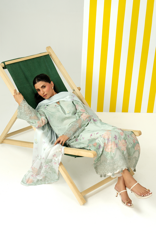 Zarposh Sundaze Embroidered Luxury Lawn Unstitched 3Pc Suit - CASPIA