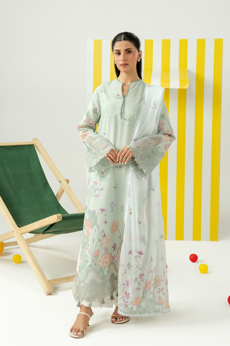 Zarposh Sundaze Embroidered Luxury Lawn Unstitched 3Pc Suit - CASPIA