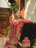 Saira Shakira Embroidered Net Unstitched Wedding Suit - CAYENNE