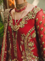 Saira Shakira Embroidered Net Unstitched Wedding Suit - CAYENNE