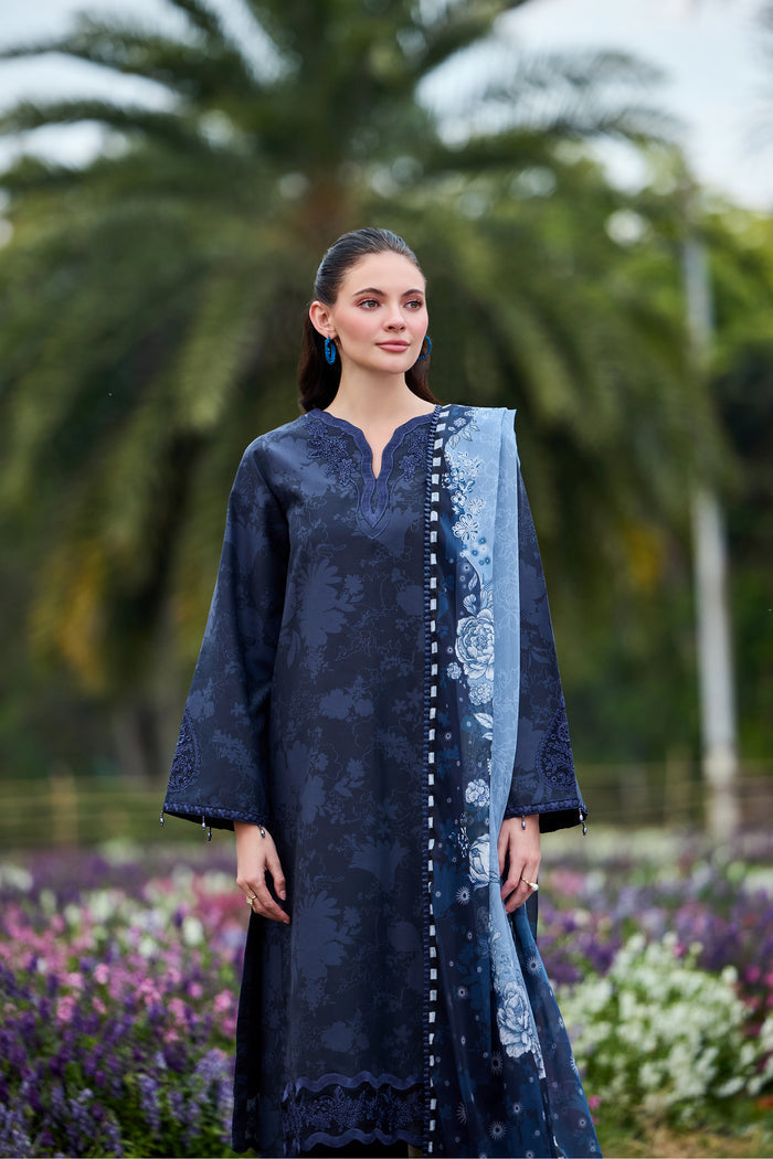 Farasha Summer Escape Embroidered Lawn Unstitched 3Pc Suit - Cedar Whisper