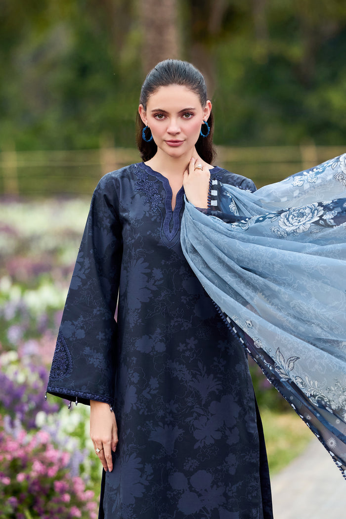Farasha Summer Escape Embroidered Lawn Unstitched 3Pc Suit - Cedar Whisper