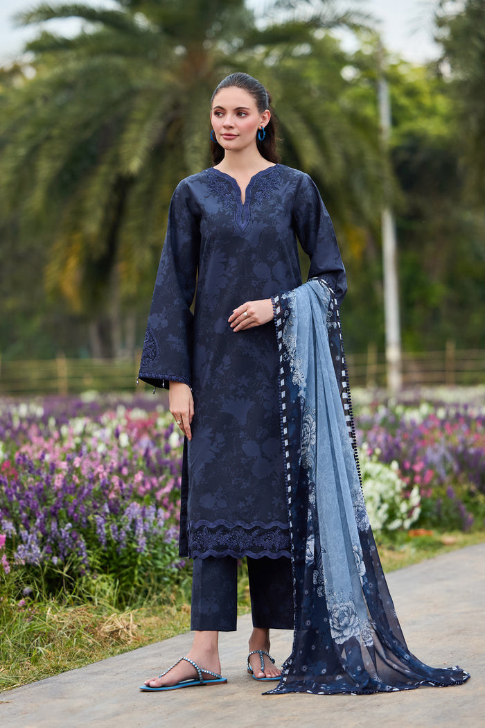 Farasha Summer Escape Embroidered Lawn Unstitched 3Pc Suit - Cedar Whisper