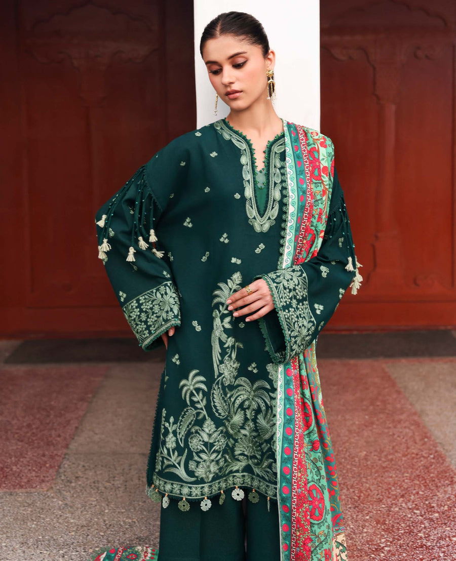 Republic Womenswear Amaris Unstitched Karandi 3Pc Suit D-07 Celeste