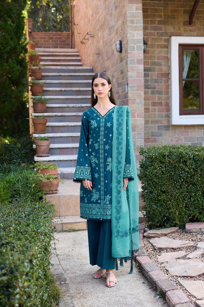 Farasha Sorine Summer Embroidered Lawn Unstitched 3Pc Suit - Celeste Charm