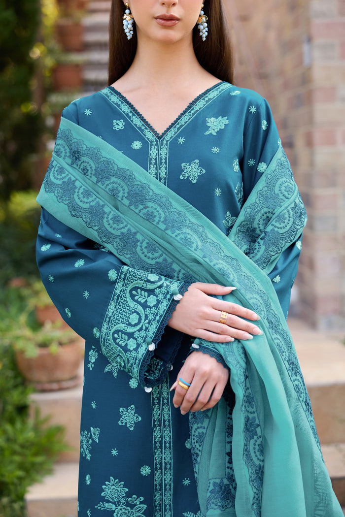 Farasha Sorine Summer Embroidered Lawn Unstitched 3Pc Suit - Celeste Charm