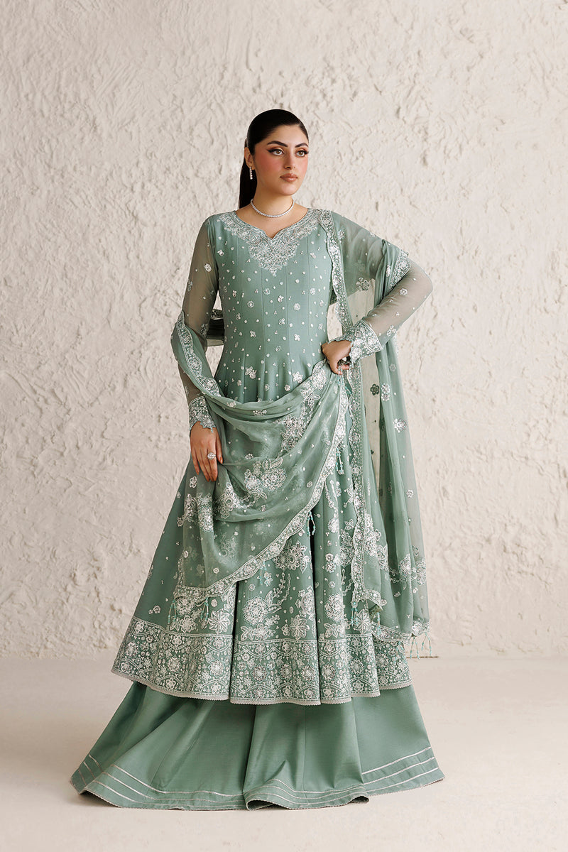 Farasha Luxury Formal Embroidered Chiffon Unstitched 3Pc Suit - Celeste Grace