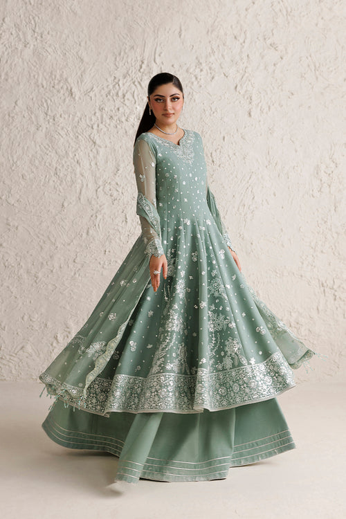 Farasha Luxury Formal Embroidered Chiffon Unstitched 3Pc Suit - Celeste Grace