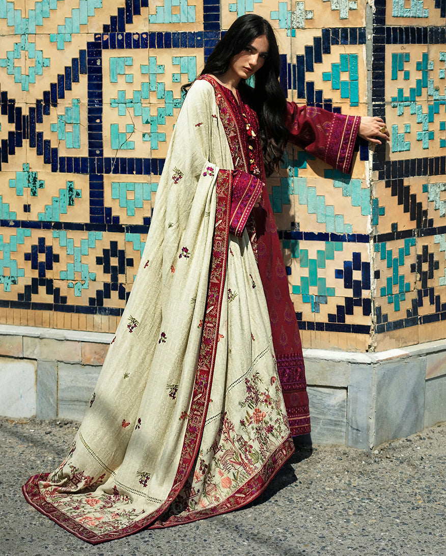 Mushq Broadway Embroidered Jacquard Unstitched 3Pc Suit - Celestial Queen