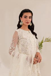 Farasha Lumiere Luxury Embroidered Net Unstitched 3Pc Suit - Chantilly