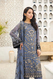 Alizeh Fashion Vol-04 Embroidered Chiffon 3Pc Suit D-07 Charcoal Mist