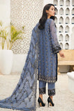 Alizeh Fashion Vol-04 Embroidered Chiffon 3Pc Suit D-07 Charcoal Mist